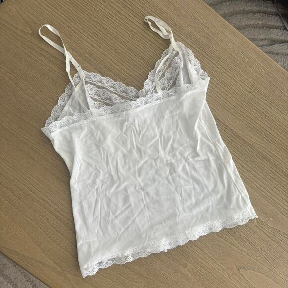White Lace Lingerie Tank Top Floral Detail Size Small - Picture 4 of 4